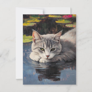 Cartão postal Claude Monet Cat Vintage
