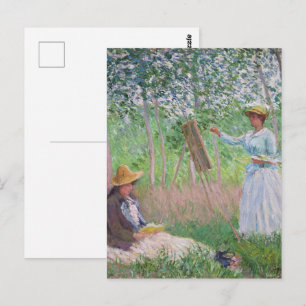 Cartão Postal Claude Monet Clássico em Pintura e Leitura no Exte