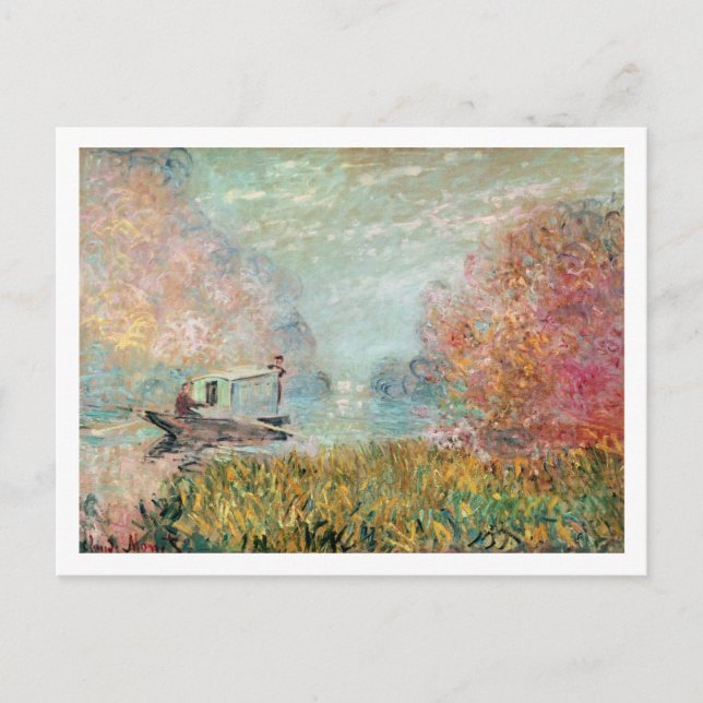 Cartão Postal Claude Monet | Estúdio de barcos na rede envolvent (Frente)