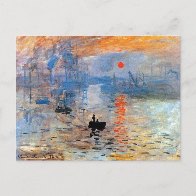 Cartão Postal Claude Monet Impression Sunrise Poster Prin (Frente)