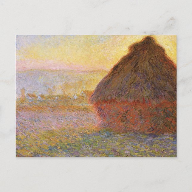Cartão Postal Claude Monet Impressionista Pintando Graystaks I (Frente)