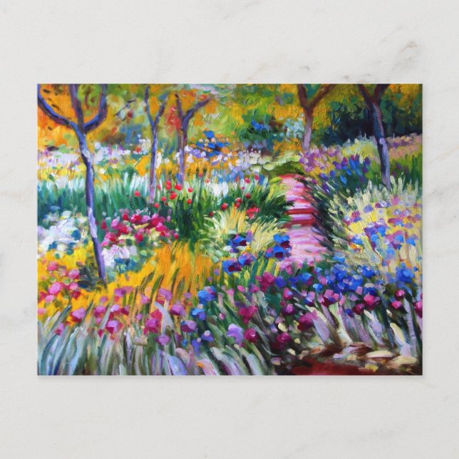 Cartão Postal Claude Monet: Jardim Íris por Giverny (Frente)