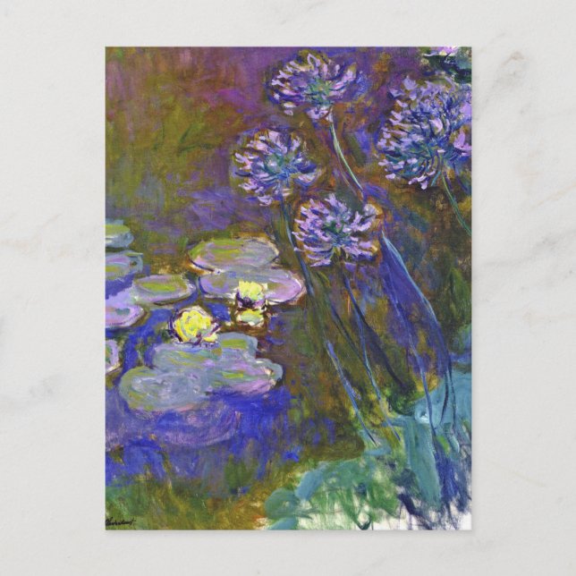 Cartão Postal Claude Monet Lírios de Água Agapanthus Arte Vintag (Frente)