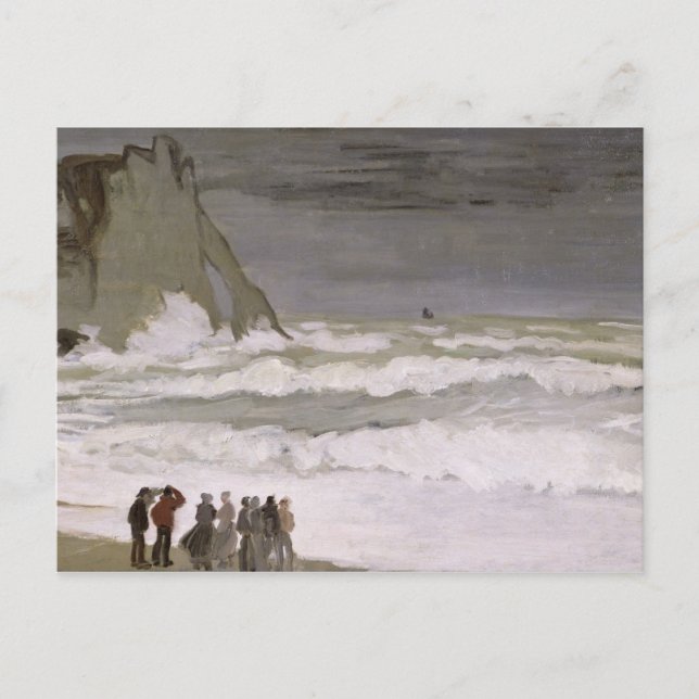 Cartão Postal Claude Monet | Mar bruto em Etretat, 1868-69 (Frente)
