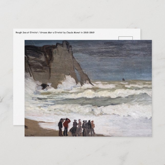 Cartão Postal Claude Monet - Mar duro em Etretat (Frente/Verso)