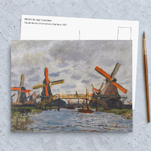 Cartão Postal Claude Monet - Moinhos de vento perto de Zaandam