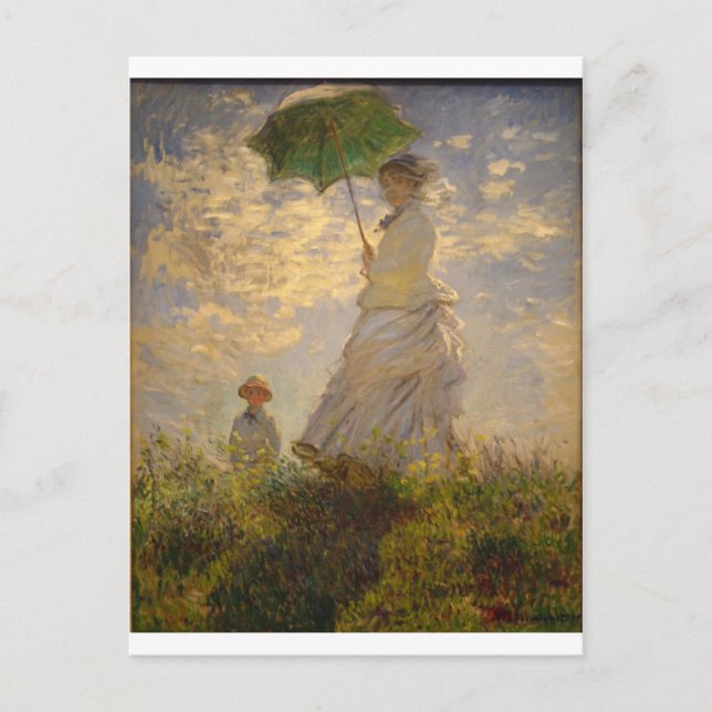 Cartão Postal Claude Monet: Mulher com Parasol, 1875 (Frente)