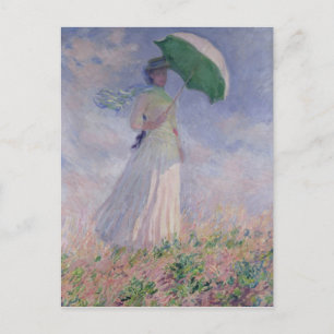 Cartão Postal Claude Monet   Mulher com Parasol virada para a di