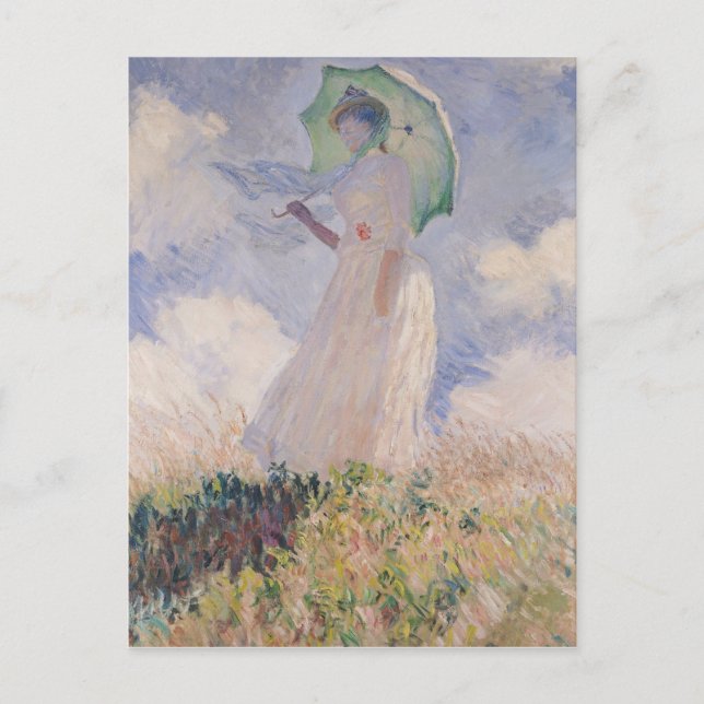 Cartão Postal Claude Monet | Mulher com Parasol virada para a es (Frente)