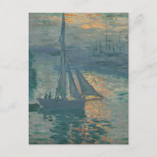 Cartão Postal Claude Monet Nascer do Sol Marinho Barco de Vela I