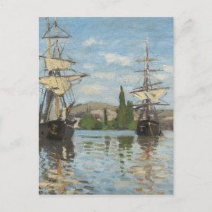 Cartão Postal Claude Monet naves a navegar no cerco em Rouen