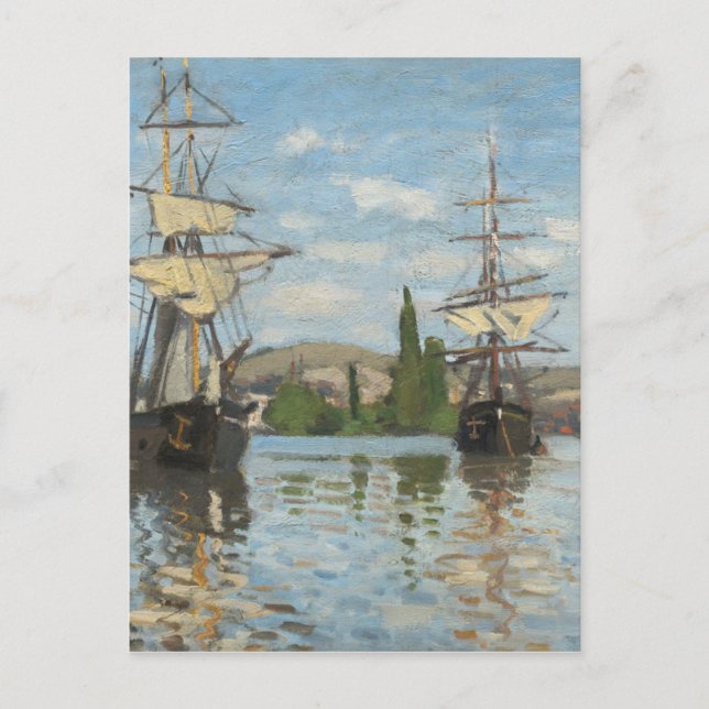 Cartão Postal Claude Monet naves a navegar no cerco em Rouen (Frente)