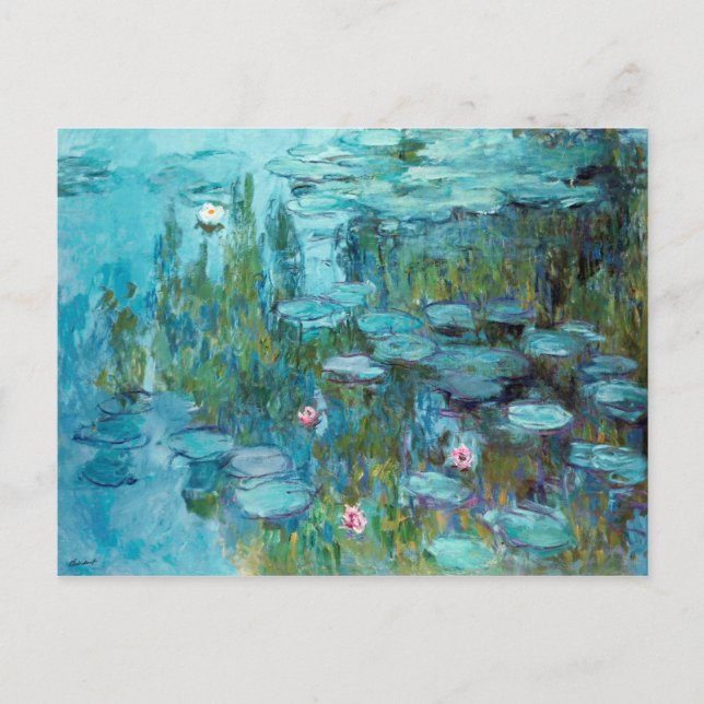Cartão Postal Claude Monet Ninfheas Água Lírios Flores Flores (Frente)