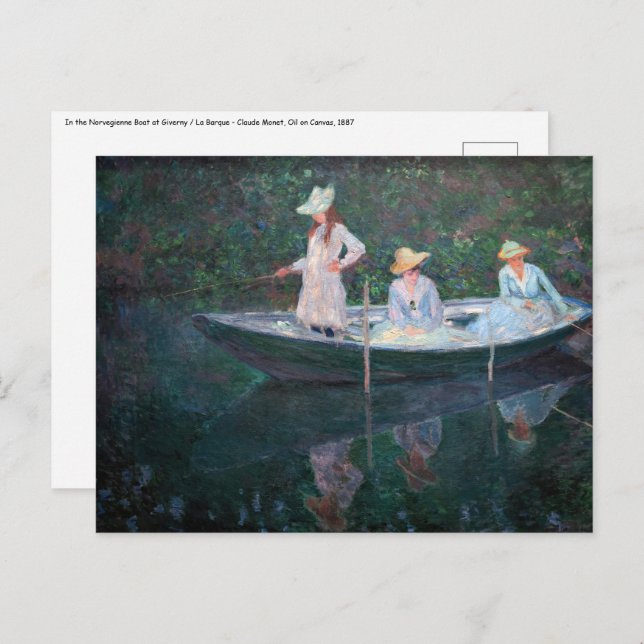 Cartão Postal Claude Monet - No barco Norvegienne em Giverny (Frente/Verso)