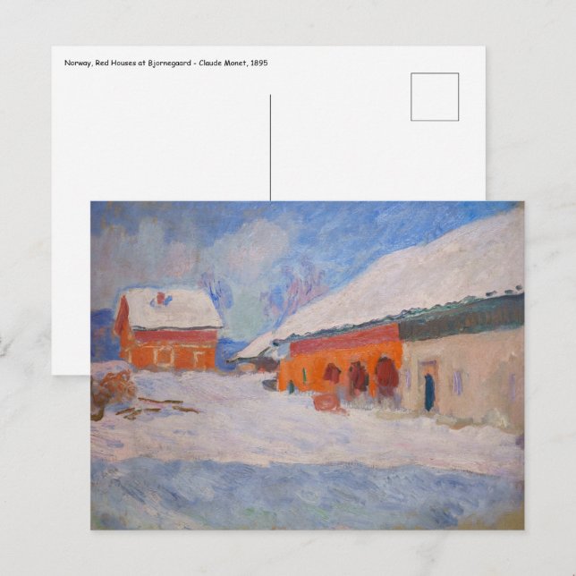 Cartão Postal Claude Monet - Noruega, Casas Vermelhas em Bjorneg (Frente/Verso)