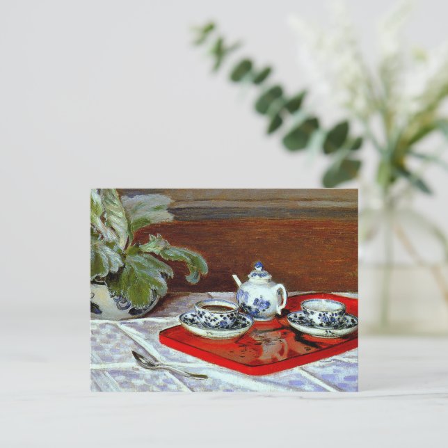 Cartão Postal Claude Monet - O Conjunto de Chá, (Em pé/Frente)