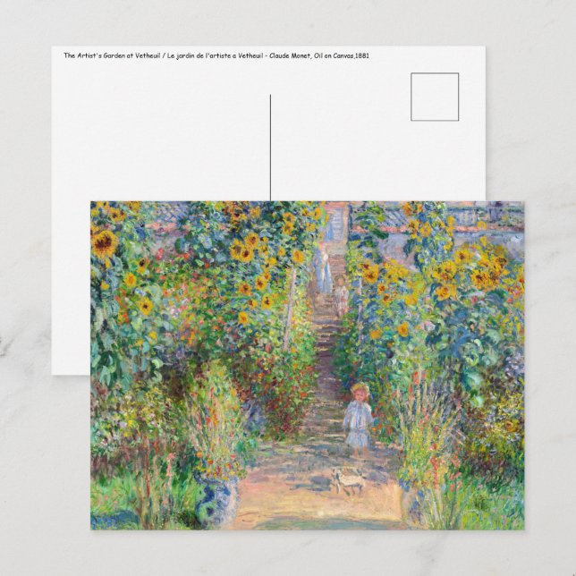 Cartão Postal Claude Monet - O Jardim do Artista em Vetheuil (Frente/Verso)
