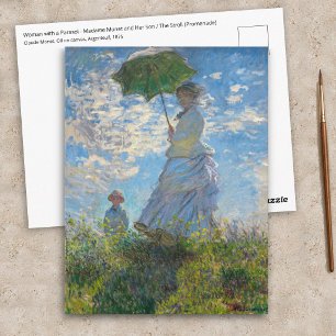 Cartão Postal Claude Monet - O Passeio, Mulher com Guarda-Sol