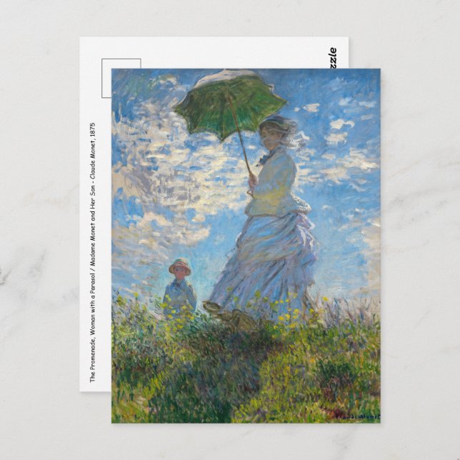 Cartão Postal Claude Monet - O Promenade, Mulher com Parasol (Frente/Verso)