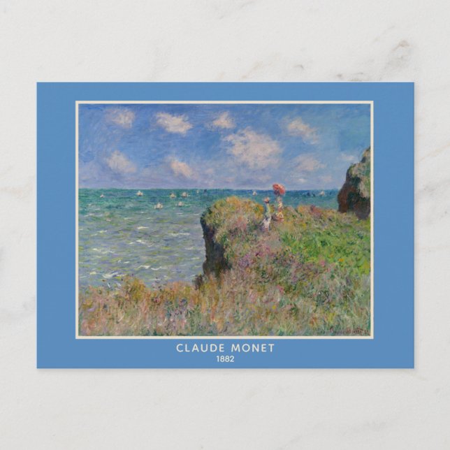 Cartão Postal Claude Monet, Paisagem "Cliff Walk at Pourville" (Frente)