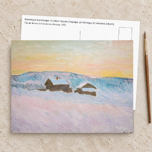 Cartão Postal Claude Monet - Paisagem da Noruega, Casas Azuis