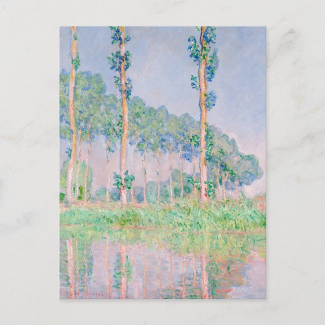 Cartão Postal Claude Monet Poplars Efeito Rosa 1891 Tinta Famosa (Frente)