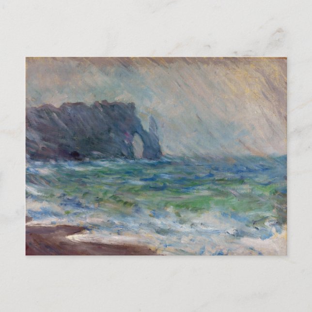 Cartão Postal Claude Monet Rainfall Etretat Normandy França (Frente)
