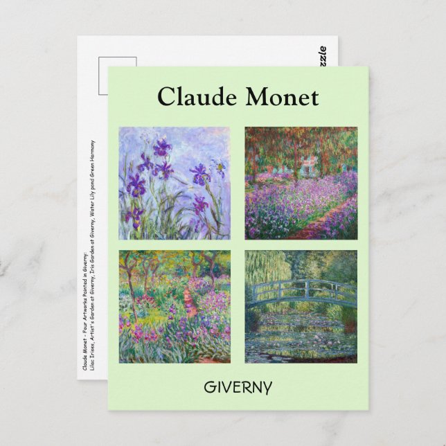 Cartão Postal Claude Monet - Seleção de obras-primas Giverny (Frente/Verso)