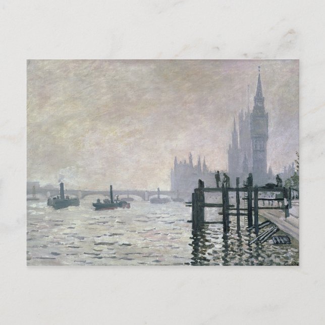 Cartão Postal Claude Monet | Tâmisas abaixo de Westminster (Frente)