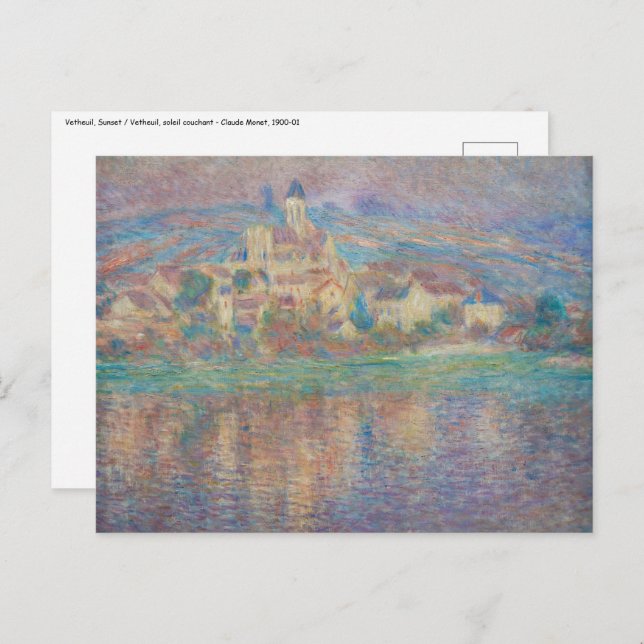 Cartão Postal Claude Monet - Vetheuil, Pôr do Sol (Frente/Verso)