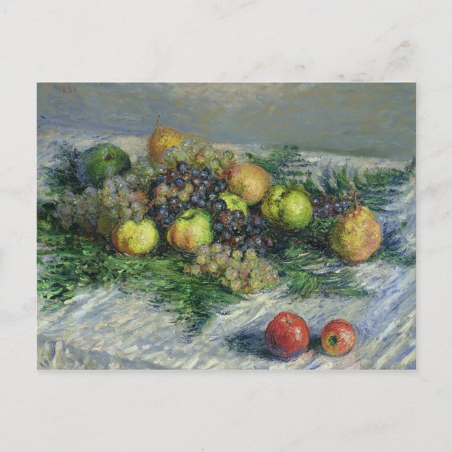 Cartão Postal Claude Monet | Vida tranquila com peras e uvas (Frente)