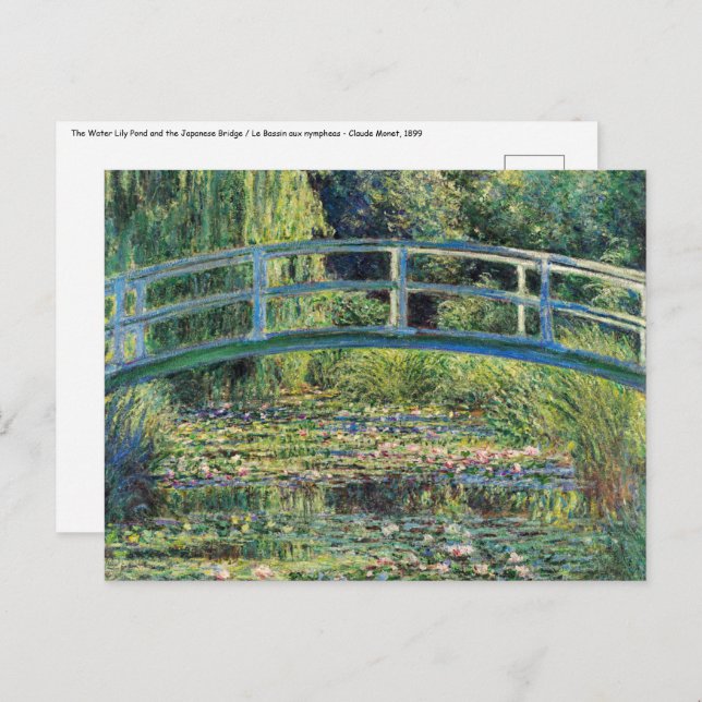 Cartão Postal Claude Monet - Water Lily Pond & Japanesese Bridge (Frente/Verso)