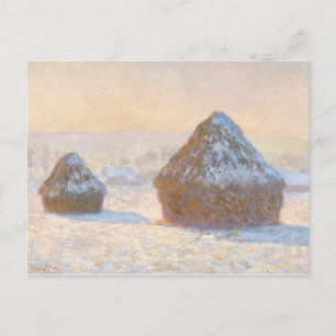 Cartão Postal Claude Monet - Wheatstacks, Efeito da Neve, Manhã