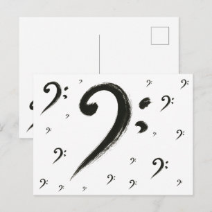 Cartão Postal Clave de Fá Minimalista – Símbolo Musical de Pince