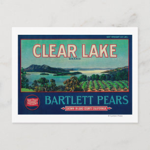 Cartão Postal Clear Lake Pear Crate LabelLake County, CA