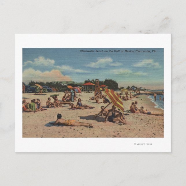 Cartão Postal Clearwater, FL - Sunbathers na praia Clearwater (Frente)