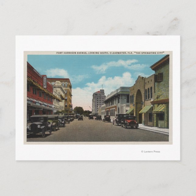 Cartão Postal Clearwater, Florida - South View of Ft. Harrison (Frente)