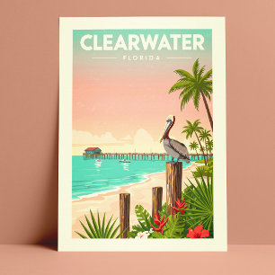 Cartão Postal Clearwater Flórida Vintage
