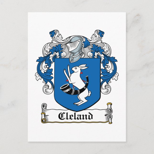 Cartão Postal Cleland Family Crest (Frente)