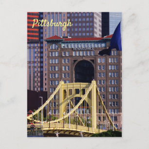 Cartão Postal Clemente Bridge Pittsburgh Skyscrapers Dia de Ver