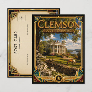 Cartão Postal Clemson Carolina do Sul Arte Deco Vintage Idade Do