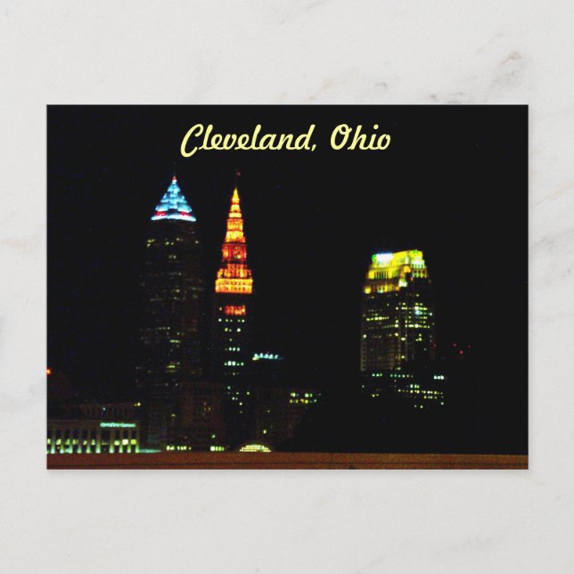 Cartão Postal Cleveland Night Skyline (Frente)