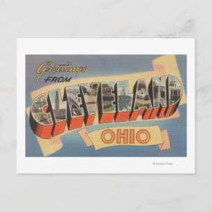 Cartão Postal Cleveland, Ohio - Cenas de Letras Maiúsculas