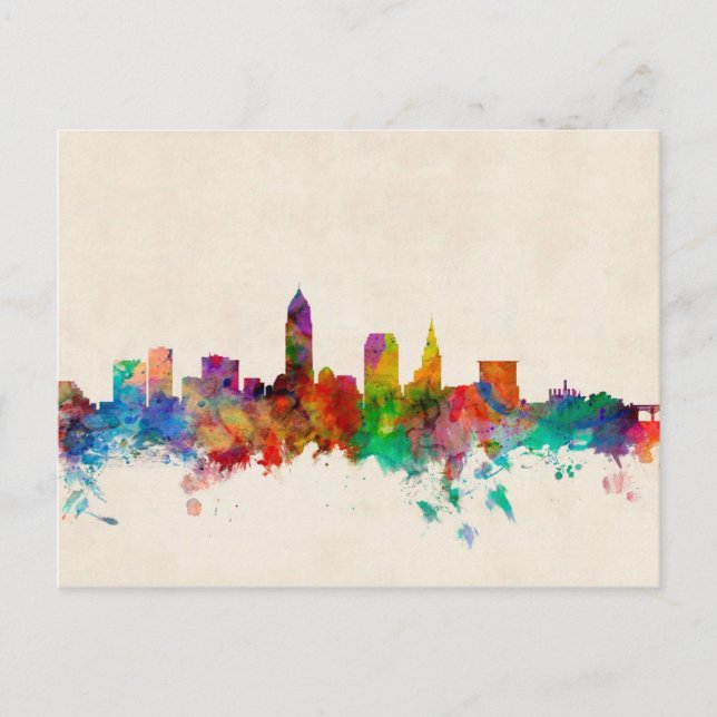 Cartão Postal Cleveland Ohio Skyline Cityscape (Frente)