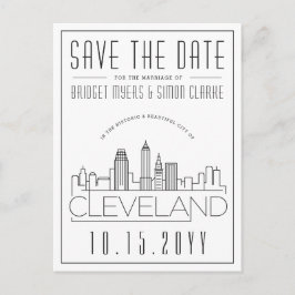 Cartão Postal Cleveland Wedding | Skyline Estilizado Salvar a Da