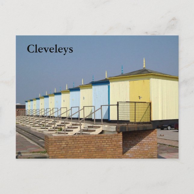 Cartão Postal Cleveleys Beach Huts (Frente)