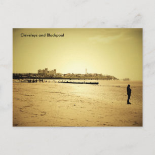 Cartão Postal Cleveleys e Blackpool
