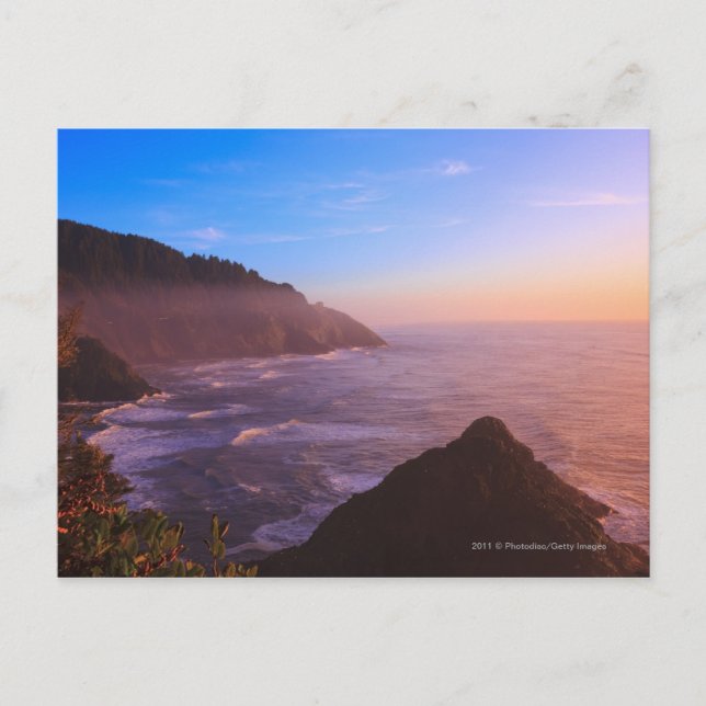 Cartão Postal Cliff Coaster View em Oregon no Sunset (Frente)