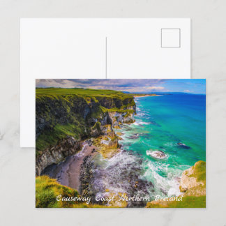 Cartão Postal Cliff e Turquesa Sea Norte Irlanda