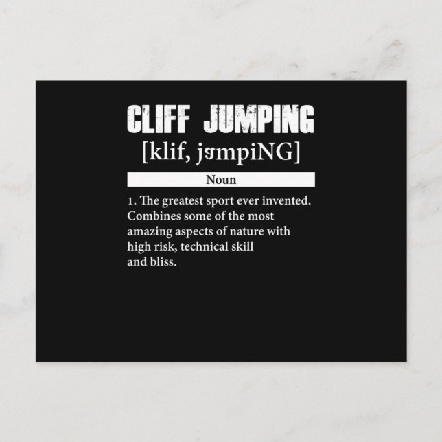 Cartão Postal Cliff Jumping Definition Cliff Diving Gift (Frente)